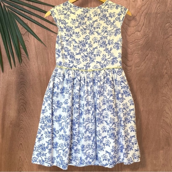 🎁 3 for $30 Matilda Jane Blue Toile Floral Dress with yellow Trim - Picture 2 of 5